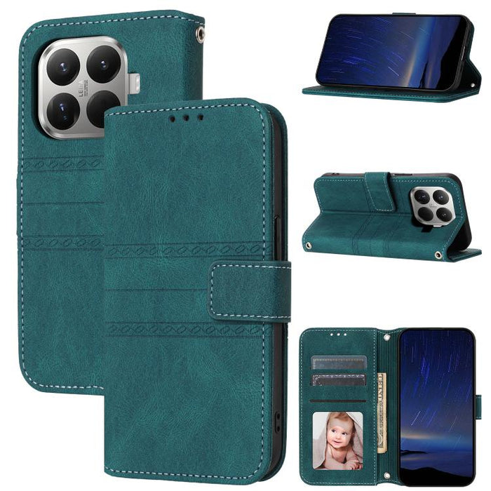 Funda para teléfono de piel sintética con rayas en relieve, For Xiaomi Poco X8 Pro Max 5G, For Xiaomi Poco X8 Pro 5G, For Xiaomi 15T Pro 5G, For Xiaomi 15T 5G, For Xiaomi 14T Pro, For Xiaomi 14T