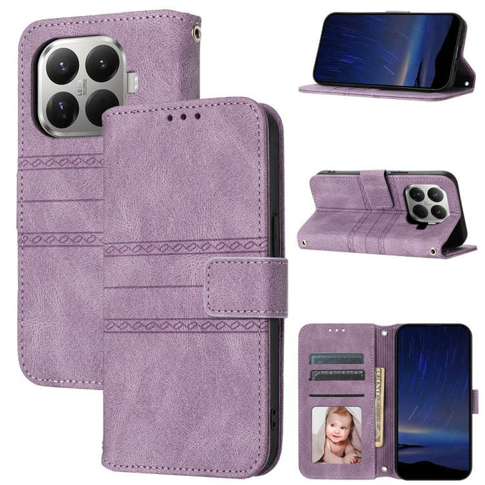 Funda para teléfono de piel sintética con rayas en relieve, For Xiaomi Poco X8 Pro Max 5G, For Xiaomi Poco X8 Pro 5G, For Xiaomi 15T Pro 5G, For Xiaomi 15T 5G, For Xiaomi 14T Pro, For Xiaomi 14T