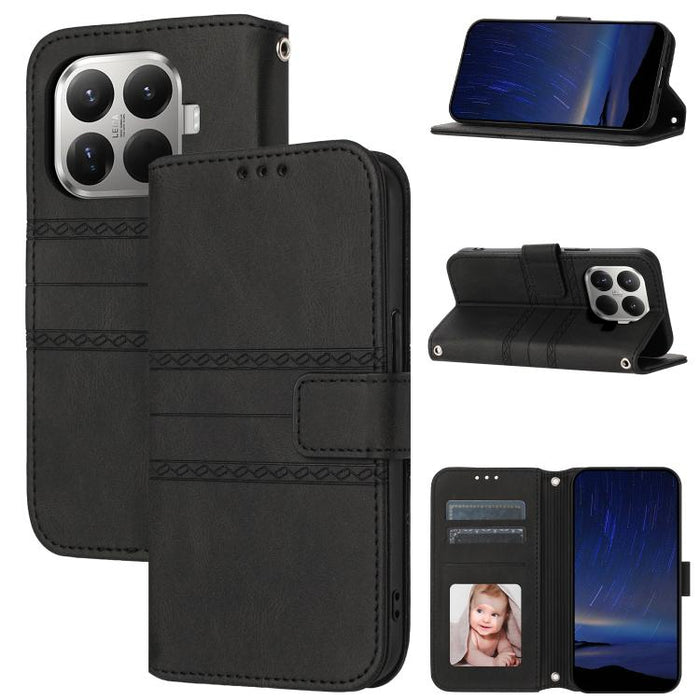 Funda para teléfono de piel sintética con rayas en relieve, For Xiaomi Poco X8 Pro Max 5G, For Xiaomi Poco X8 Pro 5G, For Xiaomi 15T Pro 5G, For Xiaomi 15T 5G, For Xiaomi 14T Pro, For Xiaomi 14T