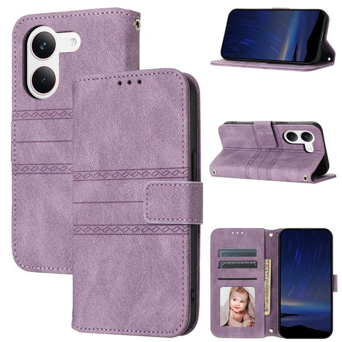 Funda para teléfono de piel sintética con rayas en relieve, For Xiaomi Poco X8 Pro Max 5G, For Xiaomi Poco X8 Pro 5G, For Xiaomi 15T Pro 5G, For Xiaomi 15T 5G, For Xiaomi 14T Pro, For Xiaomi 14T
