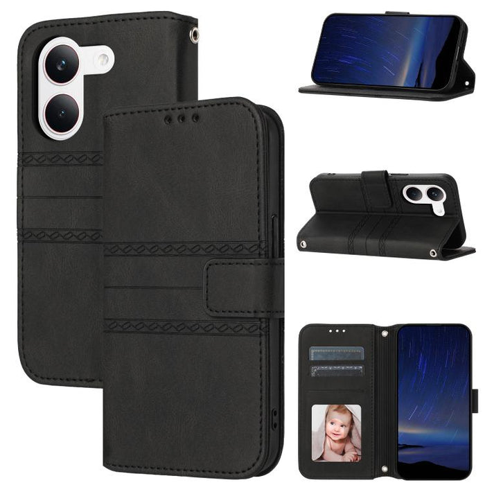 Funda para teléfono de piel sintética con rayas en relieve, For Xiaomi Poco X8 Pro Max 5G, For Xiaomi Poco X8 Pro 5G, For Xiaomi 15T Pro 5G, For Xiaomi 15T 5G, For Xiaomi 14T Pro, For Xiaomi 14T