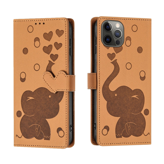 Funda de cuero para teléfono con estampado de elefante de dibujos animados, For iPhone 13, For iPhone 13 mini / 12 mini, For iPhone 12 / 12 Pro, For iPhone 12 Pro Max, For iPhone 11 Pro Max, For iPhone 11, For iPhone 11 Pro, For iPhone X / XS          ...