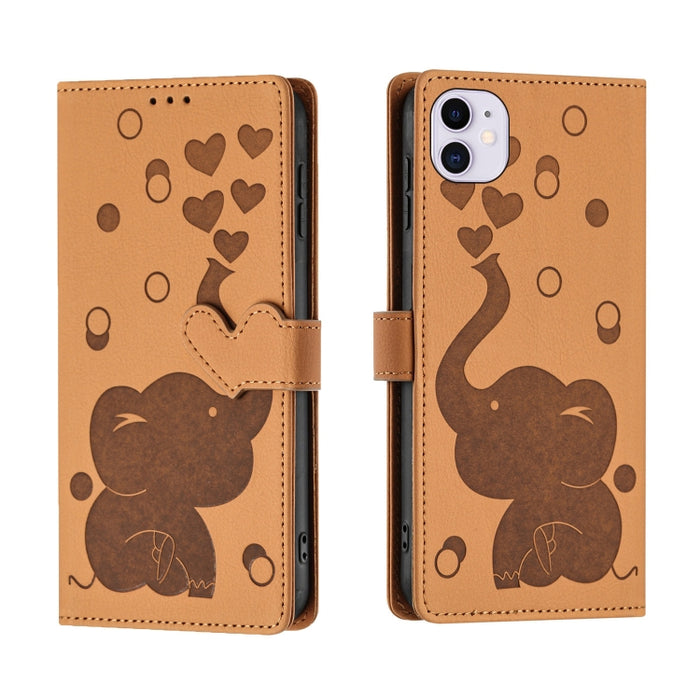 Funda de cuero para teléfono con estampado de elefante de dibujos animados, For iPhone 13, For iPhone 13 mini / 12 mini, For iPhone 12 / 12 Pro, For iPhone 12 Pro Max, For iPhone 11 Pro Max, For iPhone 11, For iPhone 11 Pro, For iPhone X / XS          ...