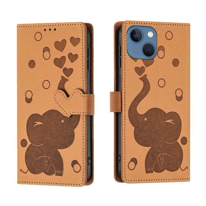 Funda de cuero para teléfono con estampado de elefante de dibujos animados, For iPhone 13, For iPhone 13 mini / 12 mini, For iPhone 12 / 12 Pro, For iPhone 12 Pro Max, For iPhone 11 Pro Max, For iPhone 11, For iPhone 11 Pro, For iPhone X / XS          ...