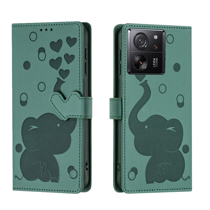 Funda de cuero para teléfono con estampado de elefante de dibujos animados, For Xiaomi Poco C75, For Xiaomi 14T Pro, For Xiaomi 14T, For Xiaomi 13T / 13T Pro, For Xiaomi 12T / 12T Pro, For Xiaomi 11T / 11T Pro, For Xiaomi Mi 11 Lite