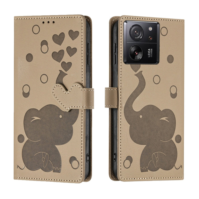 Funda de cuero para teléfono con estampado de elefante de dibujos animados, For Xiaomi Poco C75, For Xiaomi 14T Pro, For Xiaomi 14T, For Xiaomi 13T / 13T Pro, For Xiaomi 12T / 12T Pro, For Xiaomi 11T / 11T Pro, For Xiaomi Mi 11 Lite