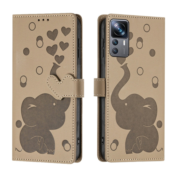 Funda de cuero para teléfono con estampado de elefante de dibujos animados, For Xiaomi Poco C75, For Xiaomi 14T Pro, For Xiaomi 14T, For Xiaomi 13T / 13T Pro, For Xiaomi 12T / 12T Pro, For Xiaomi 11T / 11T Pro, For Xiaomi Mi 11 Lite