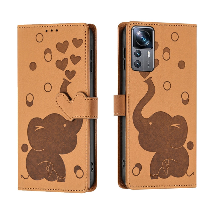 Funda de cuero para teléfono con estampado de elefante de dibujos animados, For Xiaomi Poco C75, For Xiaomi 14T Pro, For Xiaomi 14T, For Xiaomi 13T / 13T Pro, For Xiaomi 12T / 12T Pro, For Xiaomi 11T / 11T Pro, For Xiaomi Mi 11 Lite