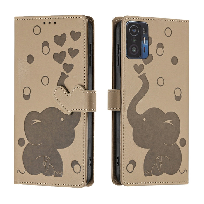 Funda de cuero para teléfono con estampado de elefante de dibujos animados, For Xiaomi Poco C75, For Xiaomi 14T Pro, For Xiaomi 14T, For Xiaomi 13T / 13T Pro, For Xiaomi 12T / 12T Pro, For Xiaomi 11T / 11T Pro, For Xiaomi Mi 11 Lite