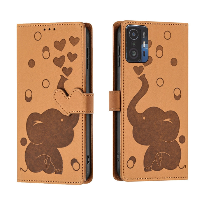 Funda de cuero para teléfono con estampado de elefante de dibujos animados, For Xiaomi Poco C75, For Xiaomi 14T Pro, For Xiaomi 14T, For Xiaomi 13T / 13T Pro, For Xiaomi 12T / 12T Pro, For Xiaomi 11T / 11T Pro, For Xiaomi Mi 11 Lite