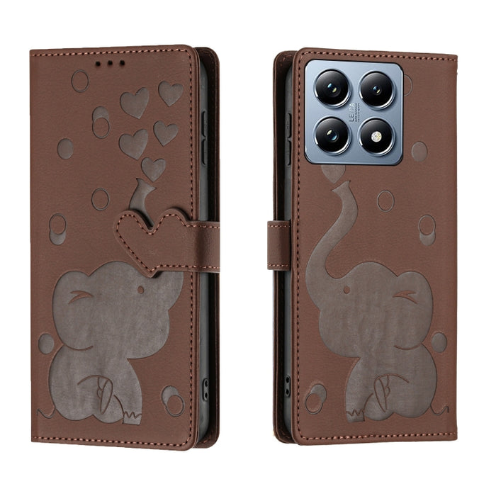 Funda de cuero para teléfono con estampado de elefante de dibujos animados, For Xiaomi Poco C75, For Xiaomi 14T Pro, For Xiaomi 14T, For Xiaomi 13T / 13T Pro, For Xiaomi 12T / 12T Pro, For Xiaomi 11T / 11T Pro, For Xiaomi Mi 11 Lite
