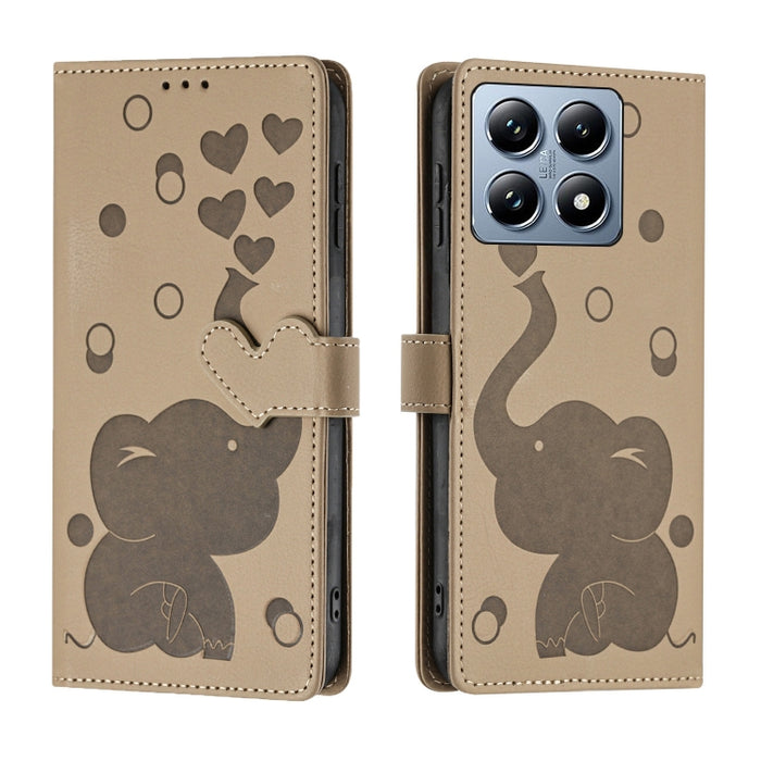 Funda de cuero para teléfono con estampado de elefante de dibujos animados, For Xiaomi Poco C75, For Xiaomi 14T Pro, For Xiaomi 14T, For Xiaomi 13T / 13T Pro, For Xiaomi 12T / 12T Pro, For Xiaomi 11T / 11T Pro, For Xiaomi Mi 11 Lite