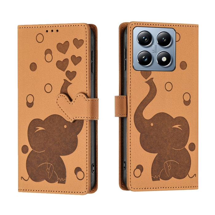 Funda de cuero para teléfono con estampado de elefante de dibujos animados, For Xiaomi Poco C75, For Xiaomi 14T Pro, For Xiaomi 14T, For Xiaomi 13T / 13T Pro, For Xiaomi 12T / 12T Pro, For Xiaomi 11T / 11T Pro, For Xiaomi Mi 11 Lite
