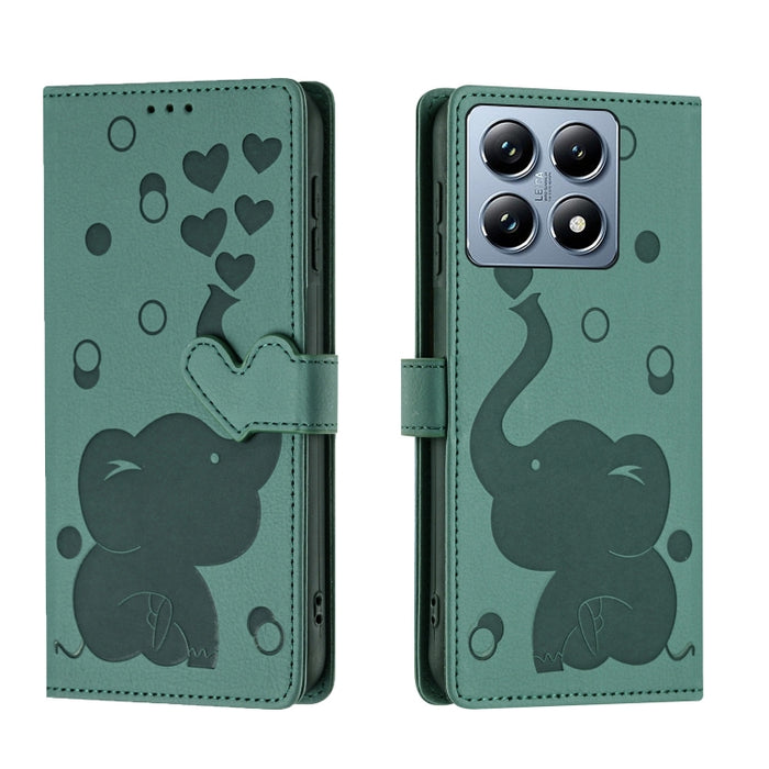 Funda de cuero para teléfono con estampado de elefante de dibujos animados, For Xiaomi Poco C75, For Xiaomi 14T Pro, For Xiaomi 14T, For Xiaomi 13T / 13T Pro, For Xiaomi 12T / 12T Pro, For Xiaomi 11T / 11T Pro, For Xiaomi Mi 11 Lite
