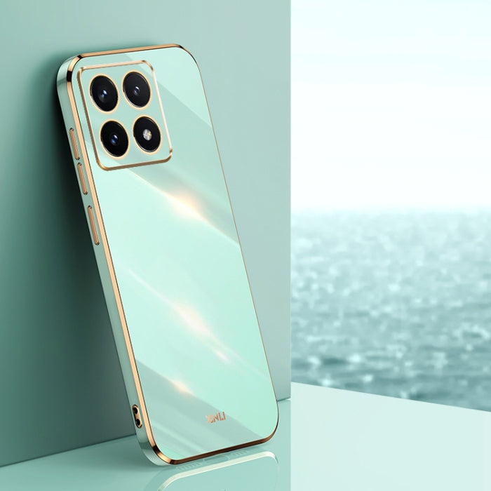 Funda para teléfono de TPU con borde dorado y revestimiento 6D recto de XINLI, For Xiaomi 14T Pro 5G Global, For Xiaomi 14T 5G Global