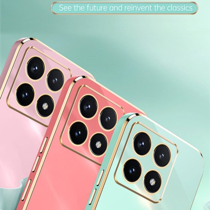 Funda para teléfono de TPU con borde dorado y revestimiento 6D recto de XINLI, For Xiaomi 14T Pro 5G Global, For Xiaomi 14T 5G Global