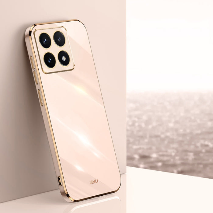 Funda para teléfono de TPU con borde dorado y revestimiento 6D recto de XINLI, For Xiaomi 14T Pro 5G Global, For Xiaomi 14T 5G Global