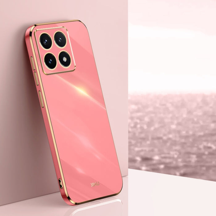 Funda para teléfono de TPU con borde dorado y revestimiento 6D recto de XINLI, For Xiaomi 14T Pro 5G Global, For Xiaomi 14T 5G Global