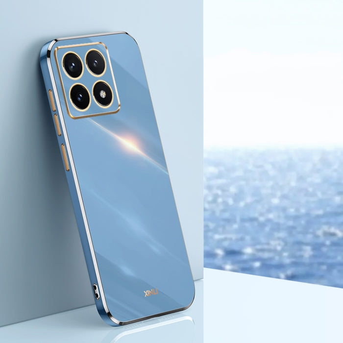 Funda para teléfono de TPU con borde dorado y revestimiento 6D recto de XINLI, For Xiaomi 14T Pro 5G Global, For Xiaomi 14T 5G Global