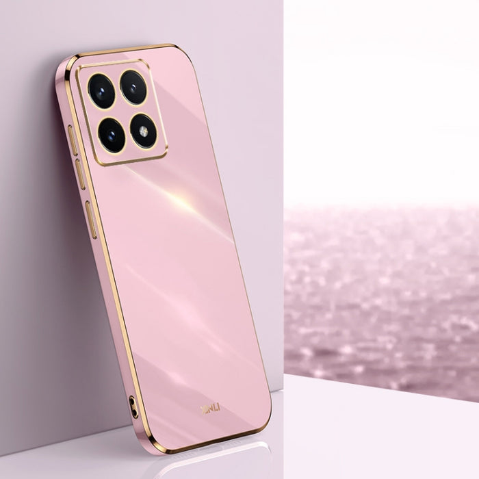 Funda para teléfono de TPU con borde dorado y revestimiento 6D recto de XINLI, For Xiaomi 14T Pro 5G Global, For Xiaomi 14T 5G Global