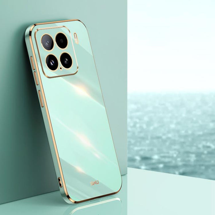 Funda para teléfono de TPU con borde dorado y revestimiento 6D recto de XINLI, For Xiaomi 14T Pro 5G Global, For Xiaomi 14T 5G Global