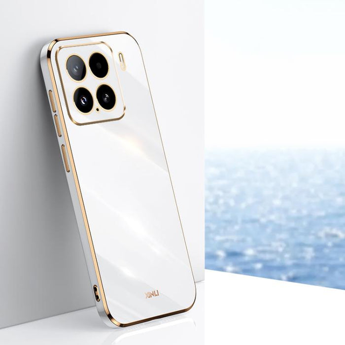 Funda para teléfono de TPU con borde dorado y revestimiento 6D recto de XINLI, For Xiaomi 14T Pro 5G Global, For Xiaomi 14T 5G Global