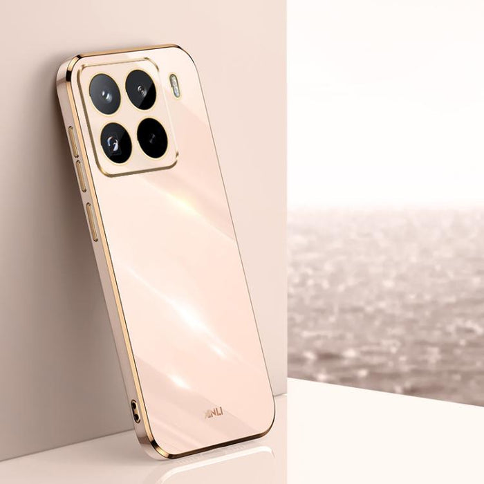 Funda para teléfono de TPU con borde dorado y revestimiento 6D recto de XINLI, For Xiaomi 14T Pro 5G Global, For Xiaomi 14T 5G Global