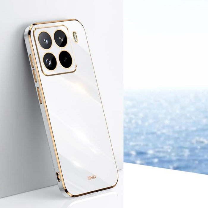 Funda para teléfono de TPU con borde dorado y revestimiento 6D recto de XINLI, For Xiaomi 14T Pro 5G Global, For Xiaomi 14T 5G Global