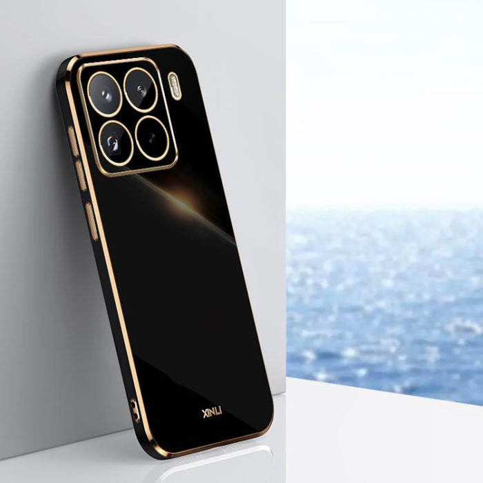Funda para teléfono de TPU con borde dorado y revestimiento 6D recto de XINLI, For Xiaomi 14T Pro 5G Global, For Xiaomi 14T 5G Global