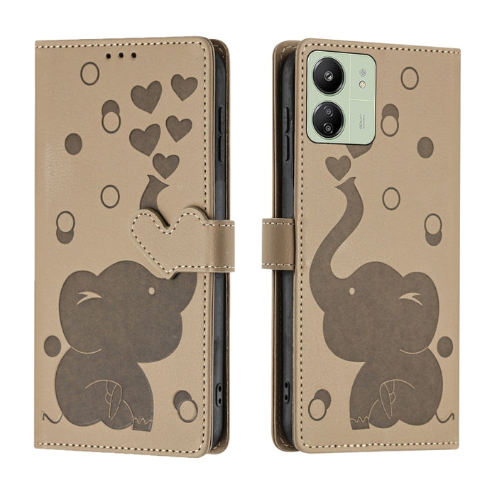 Funda de cuero para teléfono con estampado de elefante de dibujos animados, For Redmi A4 5G, For Redmi Note 14 5G, For Redmi Note 14 Pro 5G, For Redmi 14C 4G, For Redmi 13 4G / 5G, For Redmi Note 13 Pro 4G, For Redmi Note 13 4G, For Redmi Note 13 Pro 5...