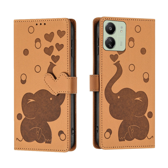 Funda de cuero para teléfono con estampado de elefante de dibujos animados, For Redmi A4 5G, For Redmi Note 14 5G, For Redmi Note 14 Pro 5G, For Redmi 14C 4G, For Redmi 13 4G / 5G, For Redmi Note 13 Pro 4G, For Redmi Note 13 4G, For Redmi Note 13 Pro 5...