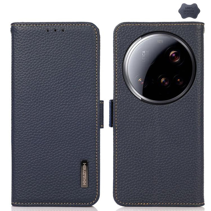 Funda para teléfono RFID de cuero genuino con diseño de lichi y con imán lateral de KHAZNEH, For Xiaomi 17T Pro 5G, For Xiaomi 17T 5G, For Xiaomi 17 Pro Max, For Xiaomi 17 Pro, For Xiaomi 17, For Xiaomi 15T Pro 5G, For Xiaomi 15T 5G, For Xiaomi 15 Ultr...