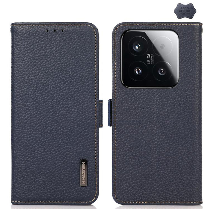 Funda para teléfono RFID de cuero genuino con diseño de lichi y con imán lateral de KHAZNEH, For Xiaomi 17T Pro 5G, For Xiaomi 17T 5G, For Xiaomi 17 Pro Max, For Xiaomi 17 Pro, For Xiaomi 17, For Xiaomi 15T Pro 5G, For Xiaomi 15T 5G, For Xiaomi 15 Ultr...