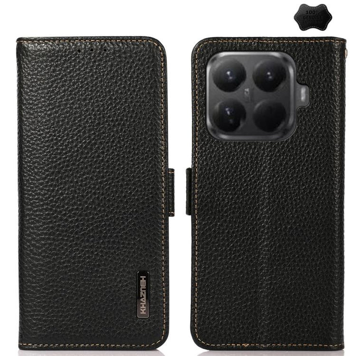 Funda para teléfono RFID de cuero genuino con diseño de lichi y con imán lateral de KHAZNEH, For Xiaomi 17T Pro 5G, For Xiaomi 17T 5G, For Xiaomi 17 Pro Max, For Xiaomi 17 Pro, For Xiaomi 17, For Xiaomi 15T Pro 5G, For Xiaomi 15T 5G, For Xiaomi 15 Ultr...