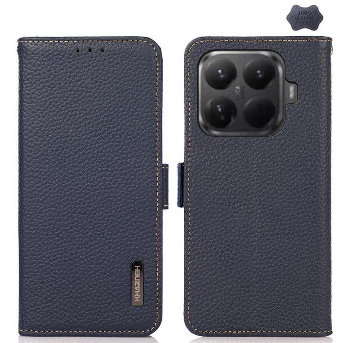 Funda para teléfono RFID de cuero genuino con diseño de lichi y con imán lateral de KHAZNEH, For Xiaomi 17T Pro 5G, For Xiaomi 17T 5G, For Xiaomi 17 Pro Max, For Xiaomi 17 Pro, For Xiaomi 17, For Xiaomi 15T Pro 5G, For Xiaomi 15T 5G, For Xiaomi 15 Ultr...