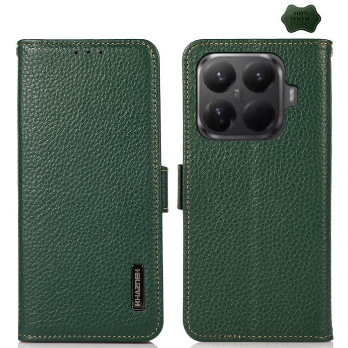 Funda para teléfono RFID de cuero genuino con diseño de lichi y con imán lateral de KHAZNEH, For Xiaomi 17T Pro 5G, For Xiaomi 17T 5G, For Xiaomi 17 Pro Max, For Xiaomi 17 Pro, For Xiaomi 17, For Xiaomi 15T Pro 5G, For Xiaomi 15T 5G, For Xiaomi 15 Ultr...