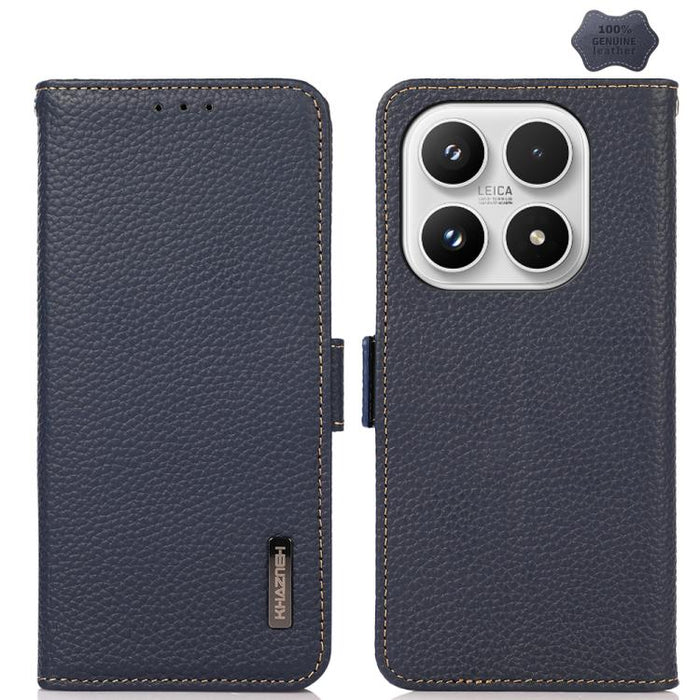Funda para teléfono RFID de cuero genuino con diseño de lichi y con imán lateral de KHAZNEH, For Xiaomi 17T Pro 5G, For Xiaomi 17T 5G, For Xiaomi 17 Pro Max, For Xiaomi 17 Pro, For Xiaomi 17, For Xiaomi 15T Pro 5G, For Xiaomi 15T 5G, For Xiaomi 15 Ultr...
