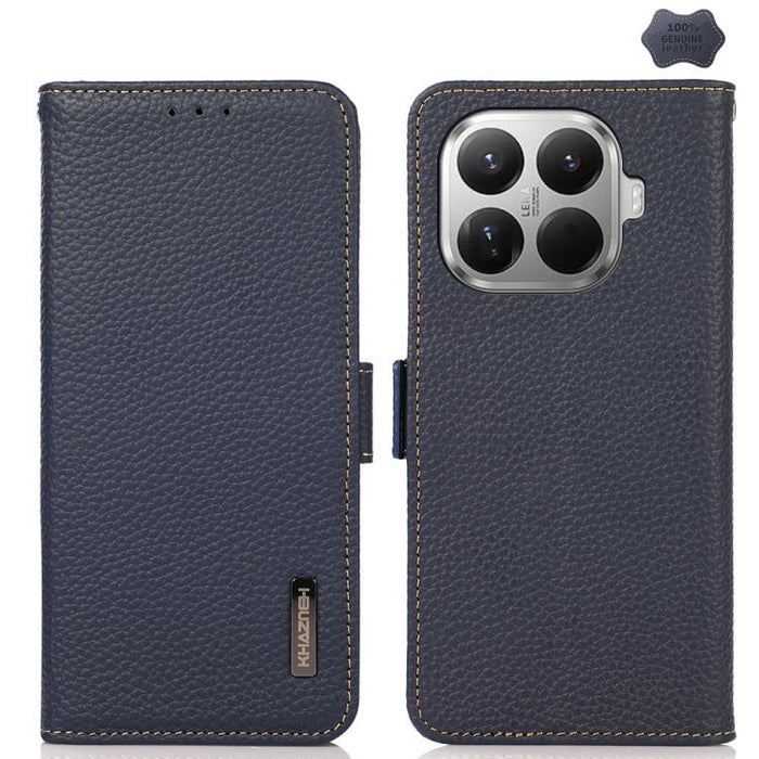 Funda para teléfono RFID de cuero genuino con diseño de lichi y con imán lateral de KHAZNEH, For Xiaomi 17T Pro 5G, For Xiaomi 17T 5G, For Xiaomi 17 Pro Max, For Xiaomi 17 Pro, For Xiaomi 17, For Xiaomi 15T Pro 5G, For Xiaomi 15T 5G, For Xiaomi 15 Ultr...