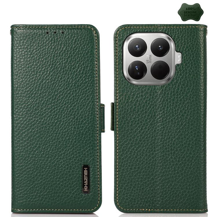 Funda para teléfono RFID de cuero genuino con diseño de lichi y con imán lateral de KHAZNEH, For Xiaomi 17T Pro 5G, For Xiaomi 17T 5G, For Xiaomi 17 Pro Max, For Xiaomi 17 Pro, For Xiaomi 17, For Xiaomi 15T Pro 5G, For Xiaomi 15T 5G, For Xiaomi 15 Ultr...