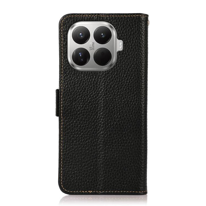 Funda para teléfono RFID de cuero genuino con diseño de lichi y con imán lateral de KHAZNEH, For Xiaomi 17T Pro 5G, For Xiaomi 17T 5G, For Xiaomi 17 Pro Max, For Xiaomi 17 Pro, For Xiaomi 17, For Xiaomi 15T Pro 5G, For Xiaomi 15T 5G, For Xiaomi 15 Ultr...
