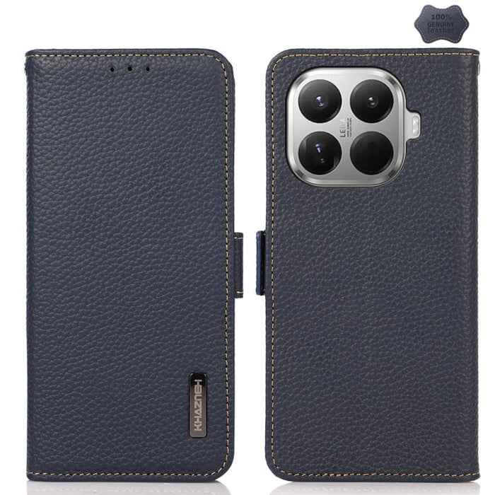 Funda para teléfono RFID de cuero genuino con diseño de lichi y con imán lateral de KHAZNEH, For Xiaomi 17T Pro 5G, For Xiaomi 17T 5G, For Xiaomi 17 Pro Max, For Xiaomi 17 Pro, For Xiaomi 17, For Xiaomi 15T Pro 5G, For Xiaomi 15T 5G, For Xiaomi 15 Ultr...