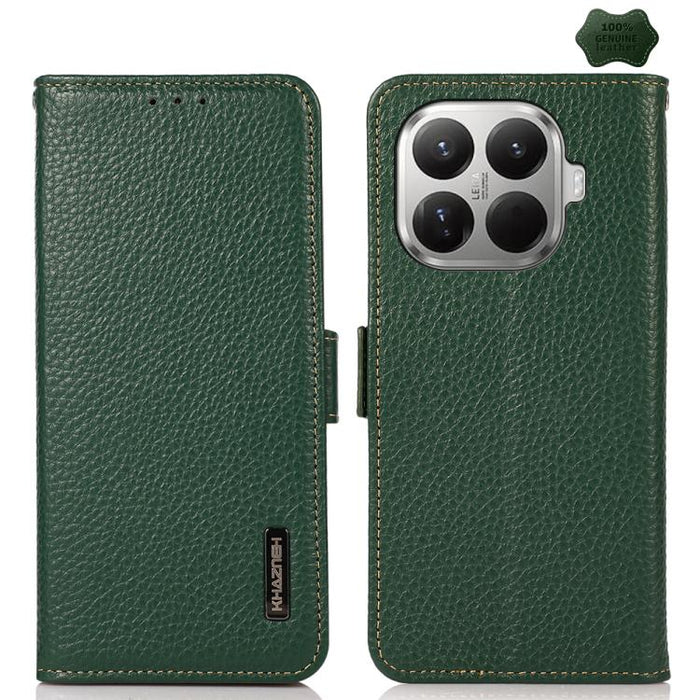 Funda para teléfono RFID de cuero genuino con diseño de lichi y con imán lateral de KHAZNEH, For Xiaomi 17T Pro 5G, For Xiaomi 17T 5G, For Xiaomi 17 Pro Max, For Xiaomi 17 Pro, For Xiaomi 17, For Xiaomi 15T Pro 5G, For Xiaomi 15T 5G, For Xiaomi 15 Ultr...
