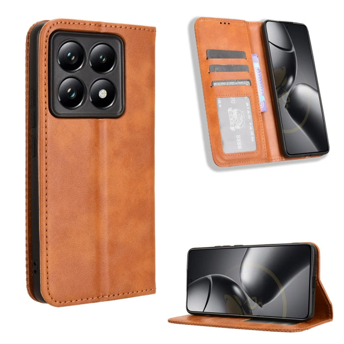 Funda de cuero para teléfono con textura retro y hebilla magnética, For Xiaomi 17T 5G, For Xiaomi 17 Ultra, For Xiaomi 17 Pro Max, For Xiaomi 17 Pro, For Xiaomi 17, For Xiaomi Poco M7 4G 171mm, For Xiaomi 15T Pro 5G, For Xiaomi Civi 5 Pro 5G           ...