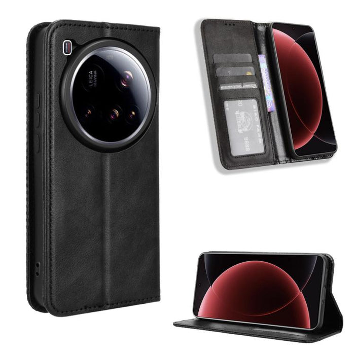Funda de cuero para teléfono con textura retro y hebilla magnética, For Xiaomi 17T 5G, For Xiaomi 17 Ultra, For Xiaomi 17 Pro Max, For Xiaomi 17 Pro, For Xiaomi 17, For Xiaomi Poco M7 4G 171mm, For Xiaomi 15T Pro 5G, For Xiaomi Civi 5 Pro 5G           ...