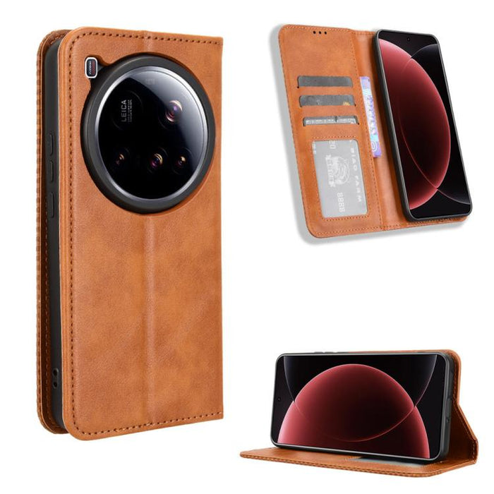 Funda de cuero para teléfono con textura retro y hebilla magnética, For Xiaomi 17T 5G, For Xiaomi 17 Ultra, For Xiaomi 17 Pro Max, For Xiaomi 17 Pro, For Xiaomi 17, For Xiaomi Poco M7 4G 171mm, For Xiaomi 15T Pro 5G, For Xiaomi Civi 5 Pro 5G           ...