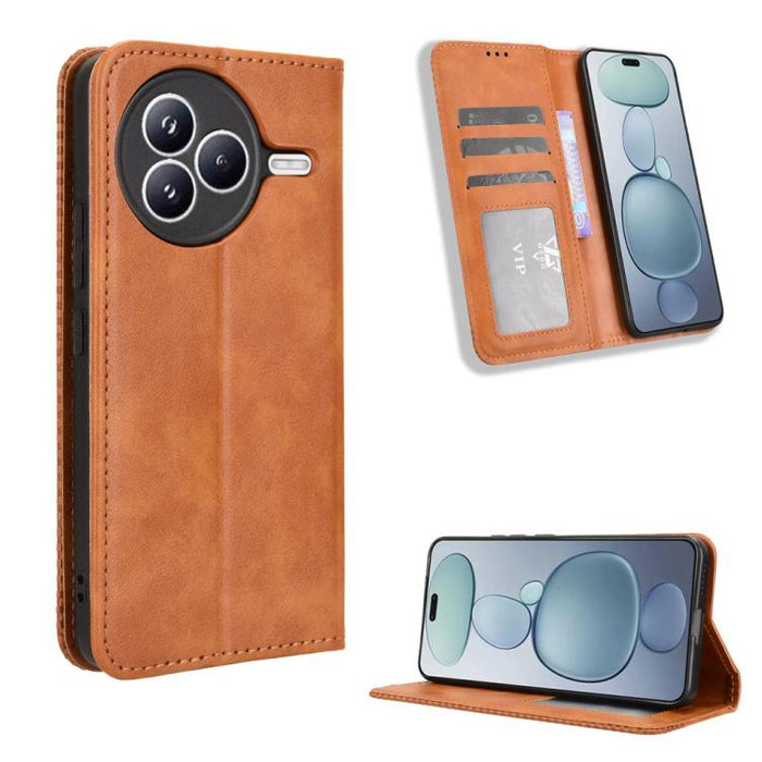 Funda de cuero para teléfono con textura retro y hebilla magnética, For Xiaomi 17T 5G, For Xiaomi 17 Ultra, For Xiaomi 17 Pro Max, For Xiaomi 17 Pro, For Xiaomi 17, For Xiaomi Poco M7 4G 171mm, For Xiaomi 15T Pro 5G, For Xiaomi Civi 5 Pro 5G           ...