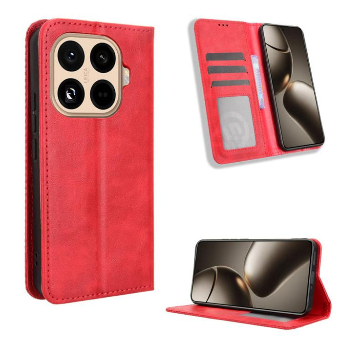 Funda de cuero para teléfono con textura retro y hebilla magnética, For Xiaomi 17T 5G, For Xiaomi 17 Ultra, For Xiaomi 17 Pro Max, For Xiaomi 17 Pro, For Xiaomi 17, For Xiaomi Poco M7 4G 171mm, For Xiaomi 15T Pro 5G, For Xiaomi Civi 5 Pro 5G           ...
