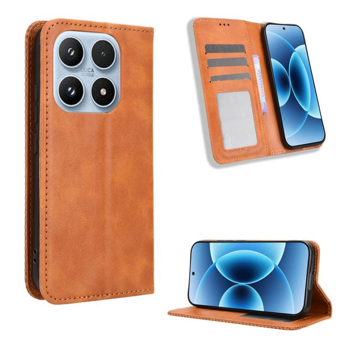 Funda de cuero para teléfono con textura retro y hebilla magnética, For Xiaomi 17T 5G, For Xiaomi 17 Ultra, For Xiaomi 17 Pro Max, For Xiaomi 17 Pro, For Xiaomi 17, For Xiaomi Poco M7 4G 171mm, For Xiaomi 15T Pro 5G, For Xiaomi Civi 5 Pro 5G           ...