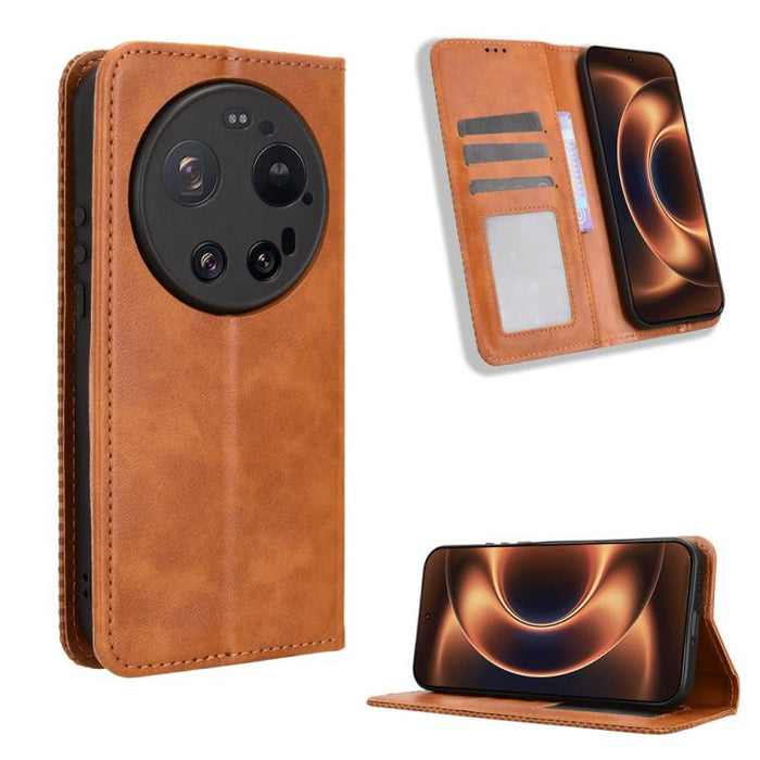 Funda de cuero para teléfono con textura retro y hebilla magnética, For Xiaomi 17T 5G, For Xiaomi 17 Ultra, For Xiaomi 17 Pro Max, For Xiaomi 17 Pro, For Xiaomi 17, For Xiaomi Poco M7 4G 171mm, For Xiaomi 15T Pro 5G, For Xiaomi Civi 5 Pro 5G           ...