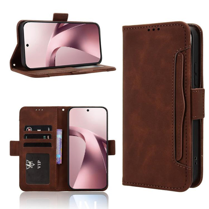 Funda de cuero para teléfono con ranuras para tarjetas y textura de piel de becerro, For Xiaomi 17T 5G, For Xiaomi 17 Ultra, For Xiaomi Poco M7 4G 171mm, For Xiaomi Civi 5 Pro 5G, For Xiaomi Poco C71 / Redmi A5 4G 171.7mm                               ...